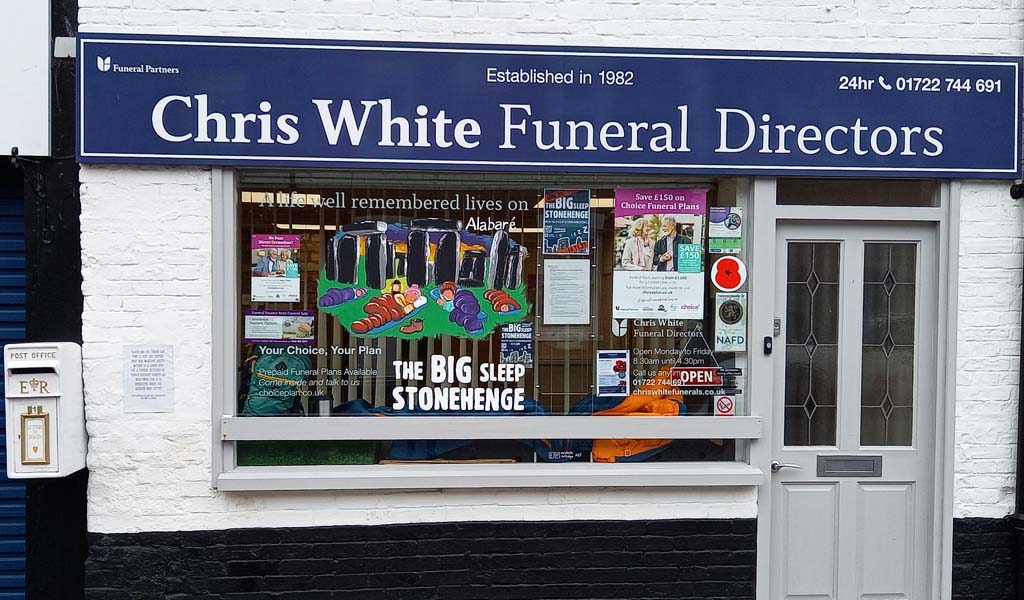 The outside of Chris White Funeral Directors Wilton branch.